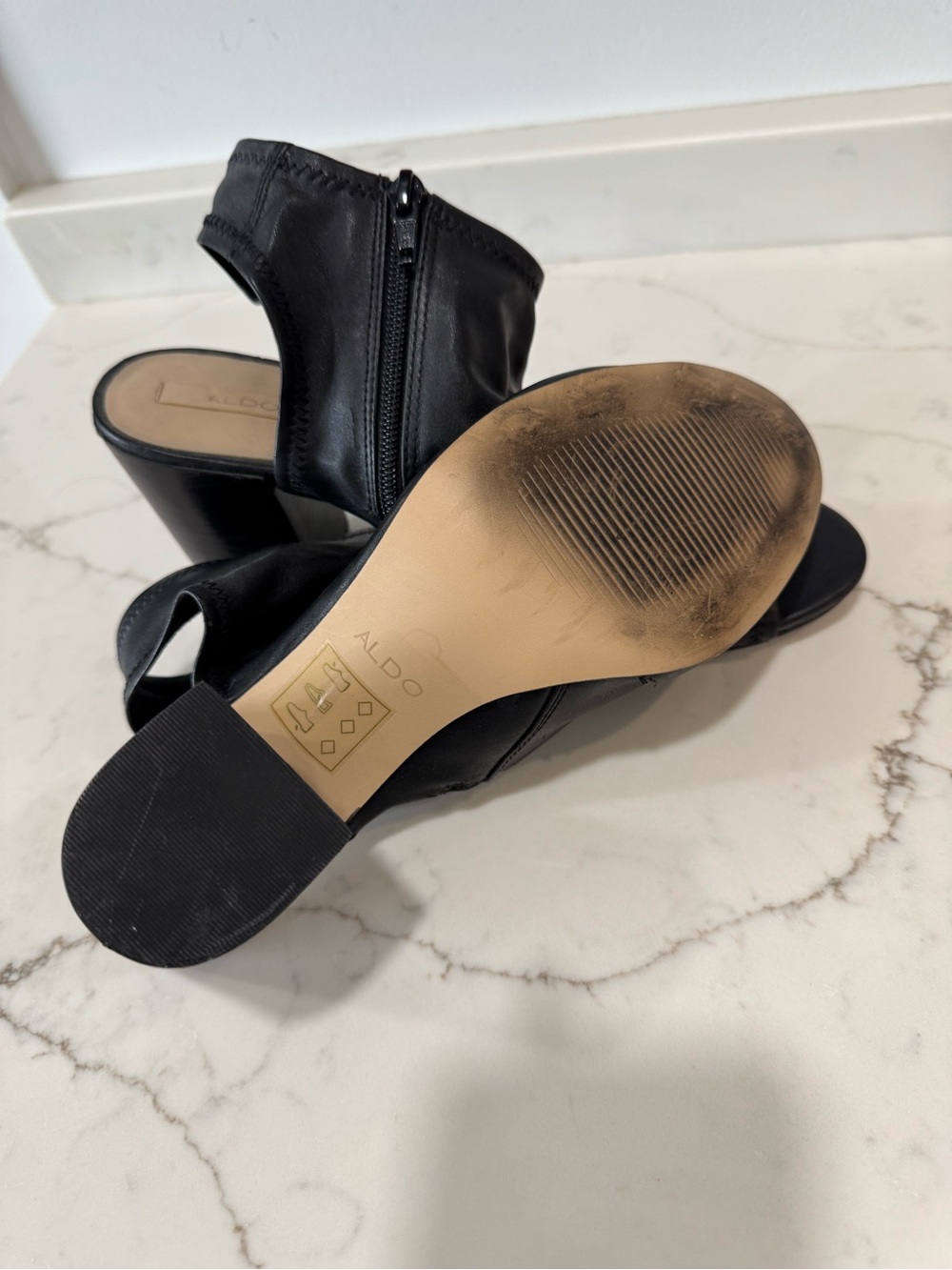 Aldo Black Peep-Toe Block Heel Ankle Bootie - Picture 4 of 4